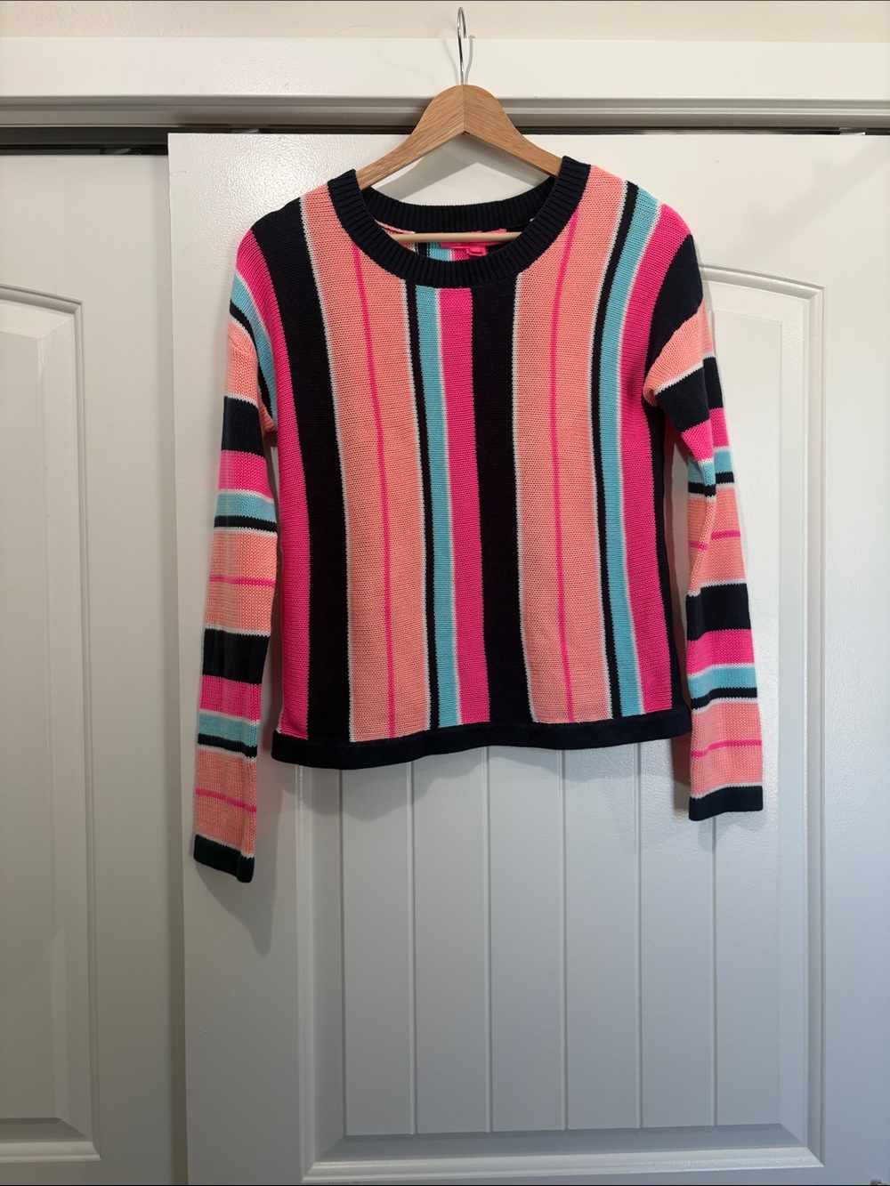 Lilly Pulitzer Multicolor Striped Crewneck Sweater — Pink, Navy, Aqua, Peach